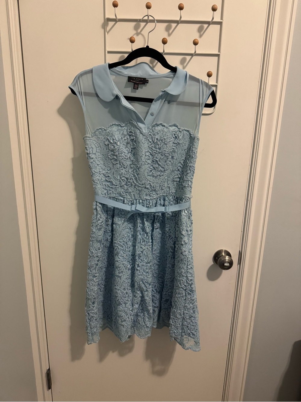 Ted Baker Light Blue Lace Fit-and-Flare Dress